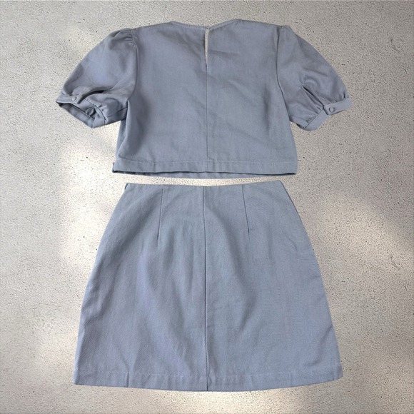 Anthropologie En Saison Bijou Lightweight Denim Blue Skirt And Top Set XS NWT - Picture 6 of 10